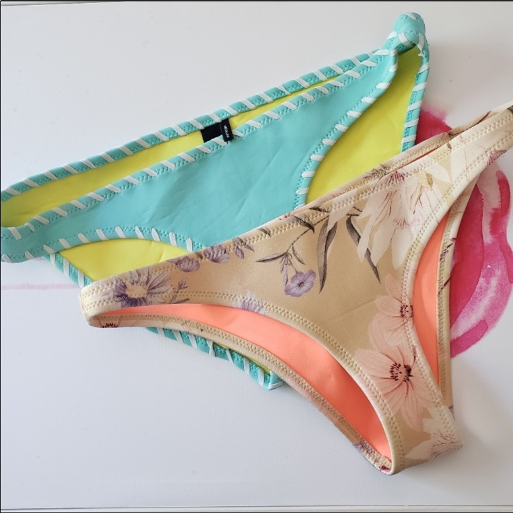 Triangl Bikini Bundle Tan Floral or Teal Blue and White Large